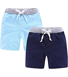 Mud Kingdom Toddler Boys Shorts 2 Pack Elastic Waist Sky Blue and Navy Blue 3T