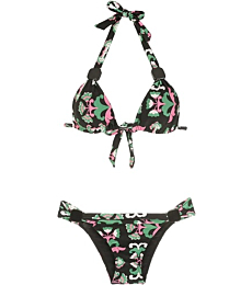Adriana Degreas, Twisted Flower Long Triangle Bikini, M, Black
