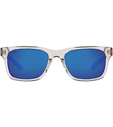 Costa Del Mar Men's Tybee Polarized Rectangular Sunglasses, Shiny Light Grey Crystal/Blue Mirrored Polarized-580G, 52 mm