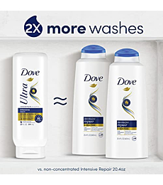 Dove Ultra Intensive Repair Concentrate Shampoo for Damaged Hair Fast Lather Technology Repairs and Protects in 30 Seconds with 2X More Washes 20 oz