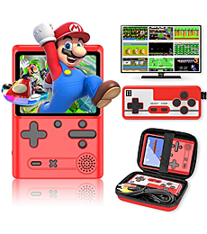 Retro Handheld Game Console with 500 Classical FC Games-3.0 Inches Screen Portable Video Game Consoles with Protective Shell-Handheld Video Games Support for Connecting TV & Two Players(Red)
