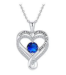 Mkhhy Infinity Heart Birthstone Birthday Gifts Wife Birthday Gift Women Birthday Gifts Girlfriend Birthday Gift Grandma Birthday Gifts Daughter Birthday Gift Sister Anniversary Mother’s Day Valentine’s Day Christmas New Year (Silver-Sept-Sapphire)