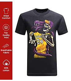 Forever Legend Los Angeles Jersey 24 Shirt LA Basketball Sports Fan Graphic Tees Crew Neck Short Sleeve Men's T-Shirts - (Large) - Black
