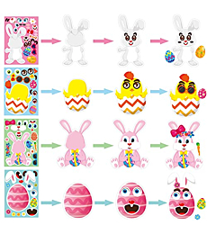 18 Sheets Easter Make a Face Stickers for Kids Craft Easter Games Stickers Make Your Own Stickers for Family Schools Classroom Activities