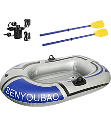 BESTHLS Inflatable Boat Float Raft for Swimming Pool and Lake Safe Comfortable for Adult with Air Pump 2 Oars