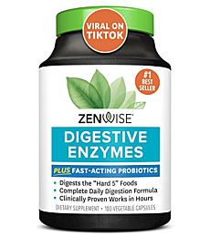Zenwise Digestive Enzymes with Probiotics and Prebiotics for Digestive Health, Bloating Relief for Women and Men, Enzymes for Digestion with Prebiotics and Probiotics for Gut Health - 180 Count