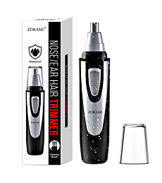 Ear and Nose Hair Trimmer Clipper - 2021 Professional Painless Eyebrow & Facial Hair Trimmer for Men Women, Battery-Operated Trimmer with IPX7 Waterproof, Dual Edge Blades for Easy Cleansing Black