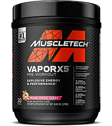 Pre Workout Powder | MuscleTech Vapor X5 | Pre Workout Powder for Men & Women | PreWorkout Energy Powder Drink Mix | Sports Nutrition Pre-Workout | Miami Spring Break (30 Servings)-Package Varies