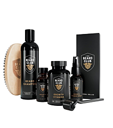 The Beard Club Advanced Beard Growth Kit - Derma Roller, Beard Growth Oil, Beard Growth Vitamins & Growth Vitamin Spray, Beard Shampoo and Beard Brush