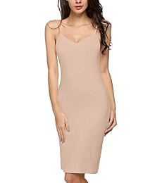 Avidlove Women Full Slips Cotton Blend V Neck Straight Dress Nightwear (nude,XL)