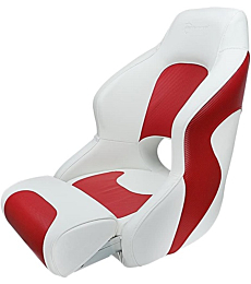 Seamander Captain Bucket Seat Boat Seat ,Filp Up Boat Seat (SC1-White/Red)