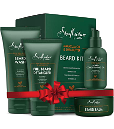 Shea Moisture Beard Kit for Men, Beard Wash, Beard Balm, Beard Oil, Beard Conditioner, Complete Beard Grooming Kit, Gifts for Men, Gifts for Husband, Natural Ingredients, Shea Butter & Maracuja Oil