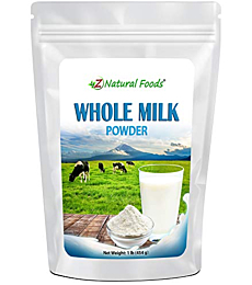 Powdered Whole Milk - Shelf Stable Dry Milk Powder - Dried For Emergency Long Term Food Storage - Great For Cooking, Baking, Cereal, Coffee, & Tea - Non GMO & Gluten Free - 1 lb