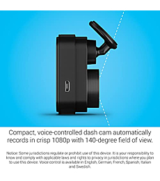 Garmin Dash Cam Mini 2, Tiny Size, 1080p and 140-degree FOV, Monitor Your Vehicle While Away w/ New Connected Features, Voice Control