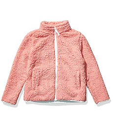 Amazon Essentials Girls' Sherpa Fleece Full-Zip Jacket, Mauve, Small
