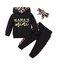 Newborn Baby Girl Clothes Outfits Infant Hoodie Sweatshirt Pants Headband Toddler Girl Clothing Set (Newborn, Black)