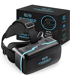 VR Headset Compatible with iPhone & Android + Built-in Button | Virtual Reality Goggles for 4.7”-6.5” Cell Phone - Best Set Glasses | Gift for Kids and Adults for 3D Gaming and VR Videos
