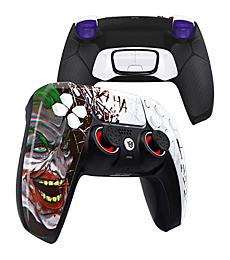 HexGaming HEX Ultimate 4 Mappable Back Buttons & Replaceable Thumbsticks & Hair Trigger Black Rubberized Grip Compatible with ps5 Customized Game Controller PC Wireless FPS Gamepad - Clown Hahaha