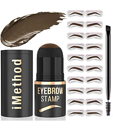 iMethod Eyebrow Stamp and Eyebrow Stencil Kit - Eyebrow Stamping Kit for Perfect Eyebrow Makeup, Eyebrow Pomade, 20 Eye brow Shaping Kit, Easy to Use, Long-Lasting, Brown