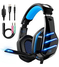 Gaming Headset for PS4 PS5 Xbox One PC Switch Laptop with 7.1 Surround Sound, Gaming Headphones with Noise Canceling Mic