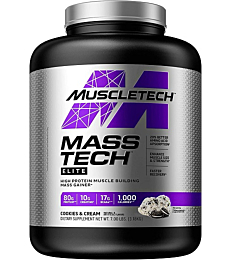 Mass Gainer Protein Powder | MuscleTech Mass-Tech Mass Gainer | Whey Protein Powder + Muscle Builder | Protein Powder | Creatine Supplements | Cookies and Cream, 7 lbs (Package May Vary)