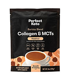 Perfect Keto Barista Edition Collagen Coffee Creamer with MCT Oil | Dairy free Creamer & Low Sugar Healthy Coffee Creamer | Grass Fed Collagen Creamer (Hazelnut)
