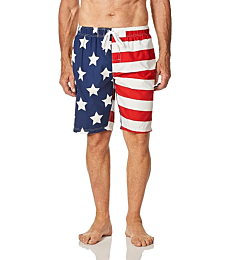 Kanu Surf Men's Barracuda Swim Trunks (Regular & Extended Sizes), USA American Flag, Medium