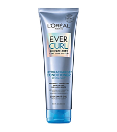 L'Oreal Paris EverCurl Sulfate Free Conditioner for Curly Hair, Lightweight, Anti-Frizz Hydration, Gentle on Curls, with Coconut Oil, 8.5 Fl; Oz (Packaging May Vary)