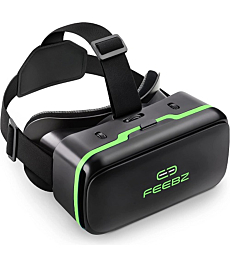 VR Headset Compatible with iPhone & Android 4.5"-6.5" + Built-in Action Button for 3D VR Games & Videos | Universal 3D Glasses Virtual Reality Goggles Set - for Kids & Adults