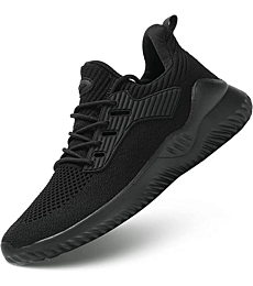 Mens Slip on Running Shoes Ultra Light Breathable Casual Walking Work Shoes Tennis Sneakers Mesh Gym Travel Sports Shoes Black