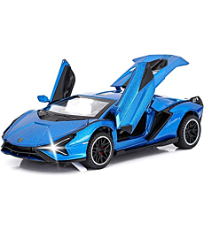 Toy Cars Sian FKP3 Metal Model Car with Light and Sound Pull Back Toy Car for Boys Age 3 + Year Old (Blue)