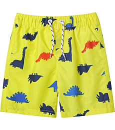 LIZENS Boys Swim Trunks UPF 50+ Quick Dry Striped Bathing Suit Swimsuit Little Boys Swimwear (3-6 Months, Yellow)