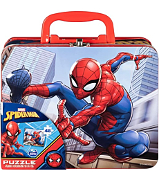 Spiderman Large Lunch Tin Box with 24pc puzzle inside