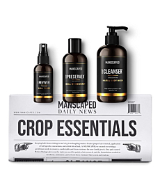 MANSCAPED™ Crop Essentials, Male Care Hygiene Bundle, Includes Crop Cleanser™ Invigorating Body Wash, Crop Preserver™ Moisturizing Ball Deodorant, Crop Reviver™ Body Toner and Disposable Shaving Mats
