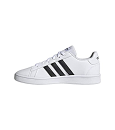 adidas Grand Court Sneaker, White/Black/White, 1 US Unisex Little Kid
