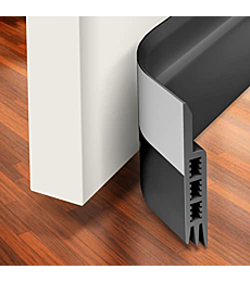 Holikme Door Draft Stopper Under Door Draft Blocker Insulator Door Sweep Weather Stripping Noise Stopper Strong Adhesive 39" Length Black