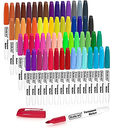 60 Colors Permanent Markers, Fine Point, Assorted Colors, Works on Plastic,Wood,Stone,Metal and Glass for Doodling, Coloring, Marking by Shuttle Art