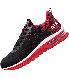 Impdoo Mens Air Athletic Running Sneaker Cute Fitness Sport Gym Jogging Tennis Shoes (BlackRed US 12.5 B(M)