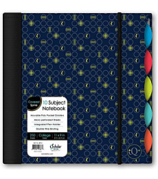 "iScholar iQ Poly Fashion Cover 10 Subject Notebook, College Ruled, 11"" x 8.5"", 250 Sheets, Designs Will Vary (58912)", fashion print dark