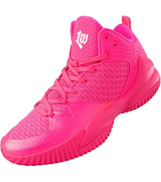 PEAK High Top Mens Basketball Shoes Lou Williams Streetball Master Breathable Non Slip Outdoor Sneakers Cushioning Workout Shoes for Fitness Pink