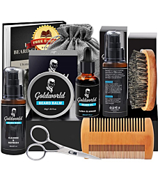 Beard Kit,Beard Growth Kit,Beard Grooming Kit w/2 Packs Beard Wash/Shampoo,Beard Growth Oil,Beard Balm,Beard Wash,Brush,Comb,Scissor,Storage Bag,E-Book,Beard Care & Trimming Kit Gifts for Men Him