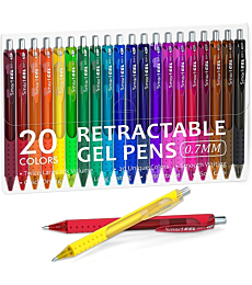Colored Gel Pens, Shuttle Art 20 Colors Retractable Gel Ink Pens with Grip, Medium Point (0.7mm) Smooth Writing for Adults and Kids Writing Journaling Taking Notes Drawing at School Office Home