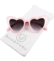 ShadyVEU Trendy Heart Shaped Love Colorful Baby Girl Toddler Ages 2-6 Yrs. Oversize Kids Sunglasses (Pink, Black Lens)