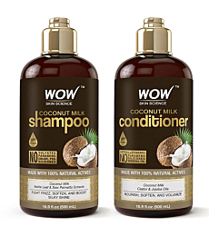 WOW Skin Science Coconut Milk Shampoo and Conditioner Set - Coconut Shampoo & Coconut Conditioner Set - Shampoo Conditioner Set Paraben Sulfate Free - Shampoo & Conditioner Set for Curly Hair