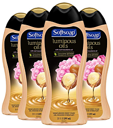 Softsoap Luminous Oils Moisturizing Body Wash Shower Gel for Women, Macadamia Oil and Peony - 20 fluid ounce (4 Pack)