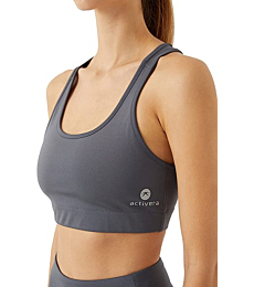 ACTIVERA Active Padded Sports Bras for Women – Comfortable Workout Tops/Removable Pads – Different Size & Color Options Grey