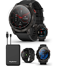 Garmin EPIX 2 Sapphire (Black Titanium) 2022 Multisport GPS Smartwatch Power Bundle with HD Screen Protectors & Portable Charger | Ultimate Fitness Watch | Fenix with Bright AMOLED Screen