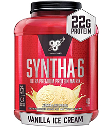 BSN SYNTHA-6 Whey Protein Powder, Micellar Casein, Milk Protein Isolate Powder, Vanilla Ice Cream, 5 Pounds, 48 Servings (Pack of 1) - Package May Vary