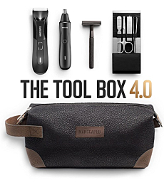 MANSCAPED™ The Tool Box 4.0 Contains: The Lawn Mower™ 4.0 Electric Trimmer, The Weed Whacker™ Nose and Ear Hair Trimmer, The Plow™ 2.0, The Shears™ Four Piece Luxury Nail Kit, The Shed™ Toiletry Bag