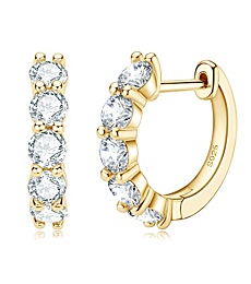 AINUOSHI Moissanite Hoop Earrings for Women, D-E Color Moissanite Simulated Diamond, 925 Sterling Silver with 14K Gold Plating, Hypoallergenic,Jewelry Box Packed